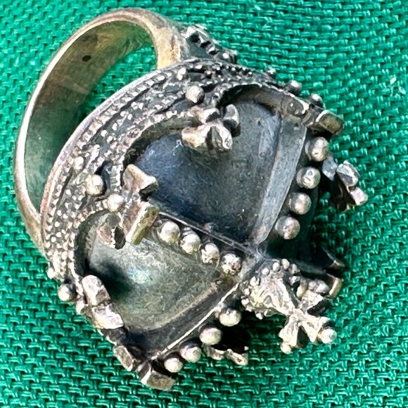 Large Showstopper Sterling Sculpted Royal Crown Ring - 20g - 925 Silver - Size 9 - Picture 7 of 10